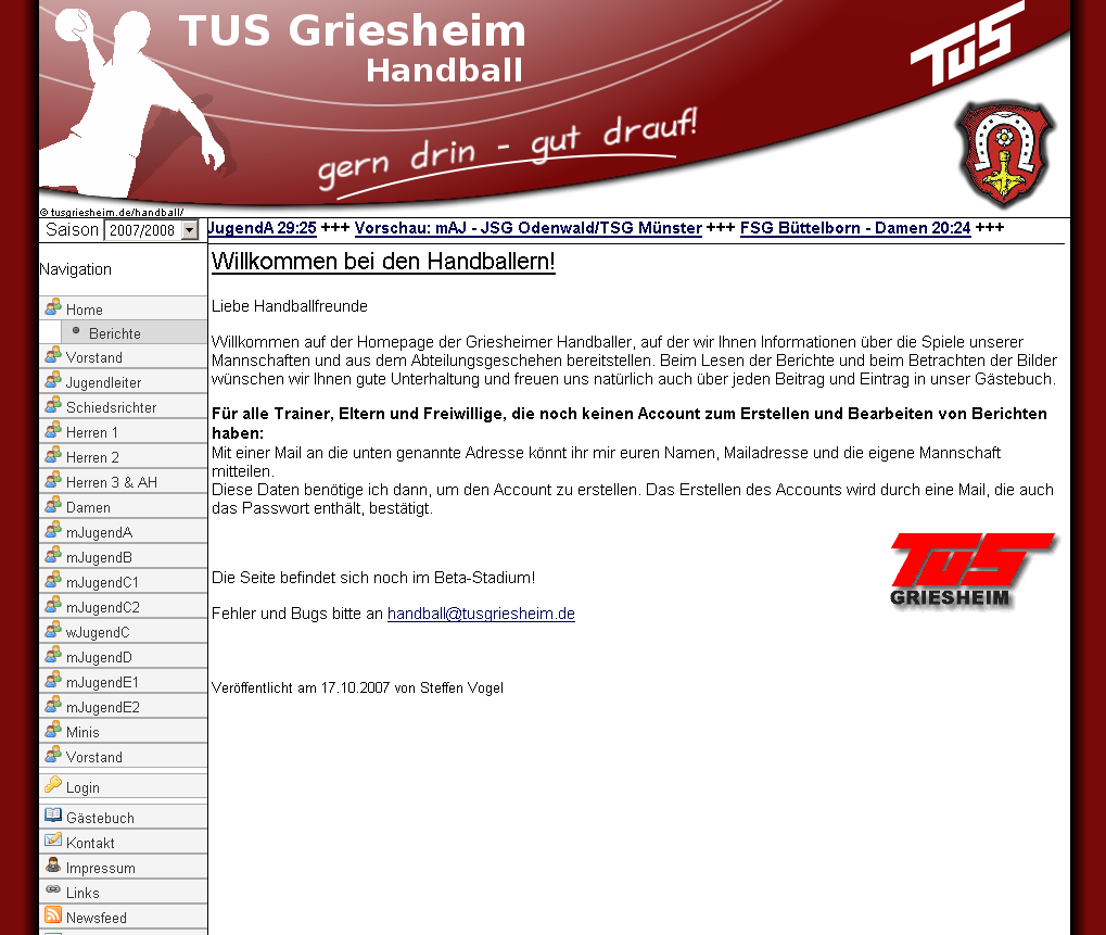 TuS Griesheim Handball Website